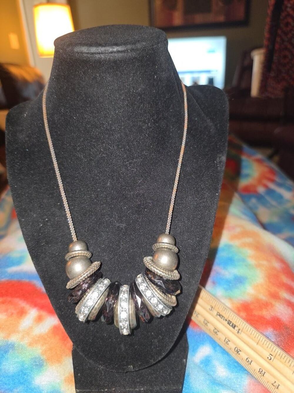 Vintage 16-Inch Beaded Necklace with Rhinestone Accents